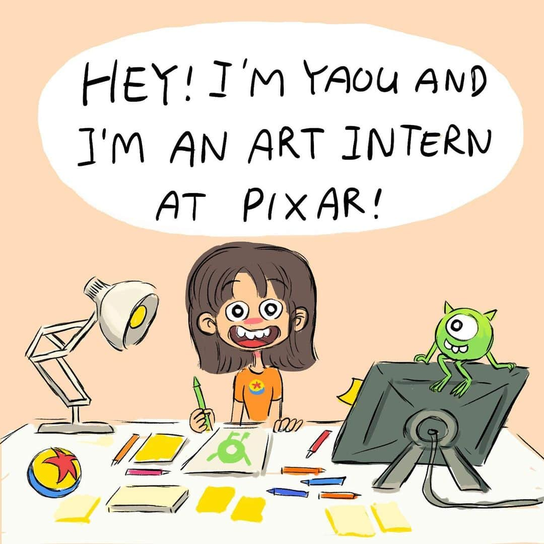 Disney Pixarさんのインスタグラム写真 - (Disney PixarInstagram)「We ❤️ our #PixarInterns! Here are Art Intern @yaouchen.art’s favorite things about being #InsidePixar. ••• Swipe up in our Story to learn more about Pixar internships.」9月6日 5時22分 - pixar