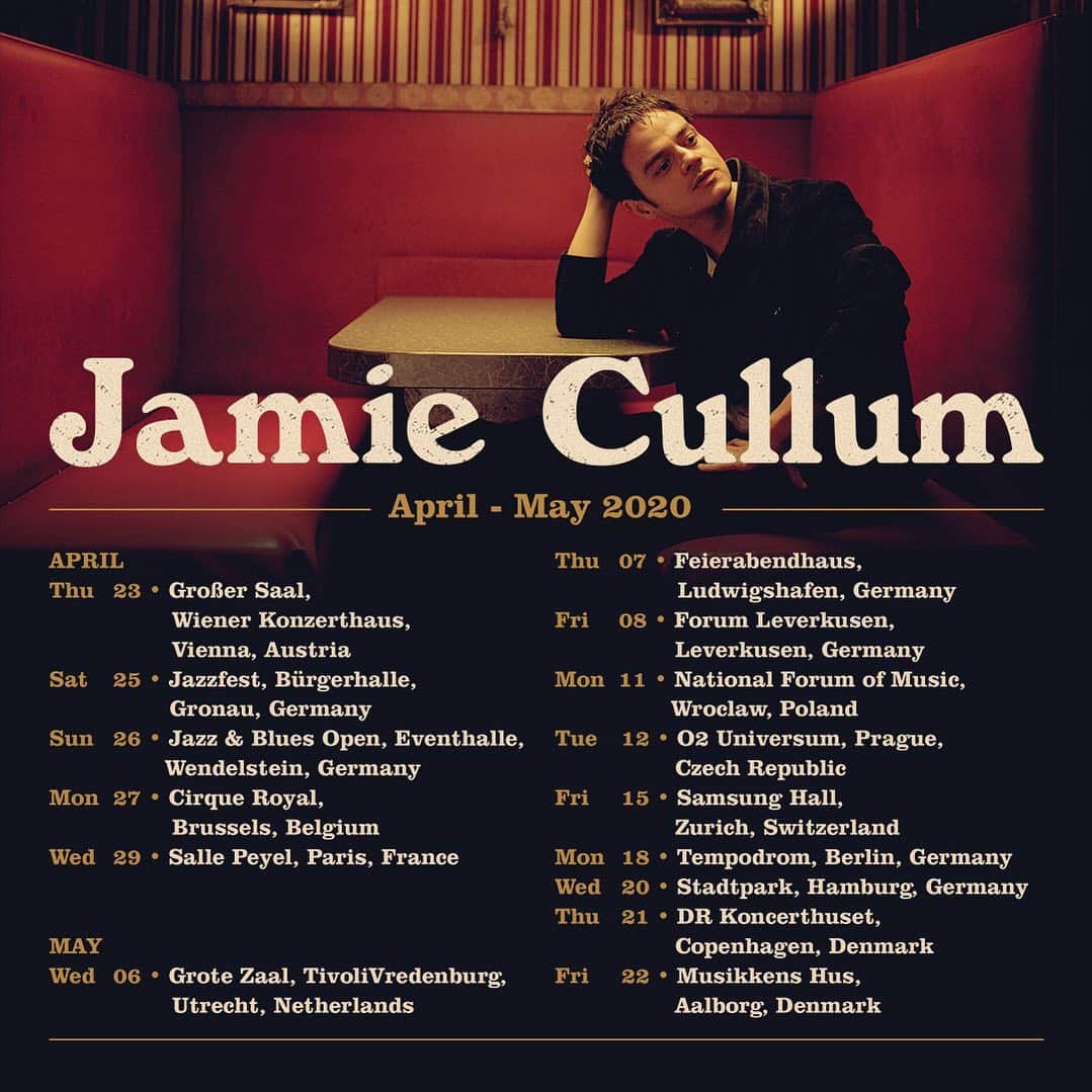 ジェイミー・カラムさんのインスタグラム写真 - (ジェイミー・カラムInstagram)「I’m excited to announce that I’ll be bringing the Taller Tour to Europe in 2020! Tickets on sale next Friday✌」9月6日 16時59分 - jamiecullum