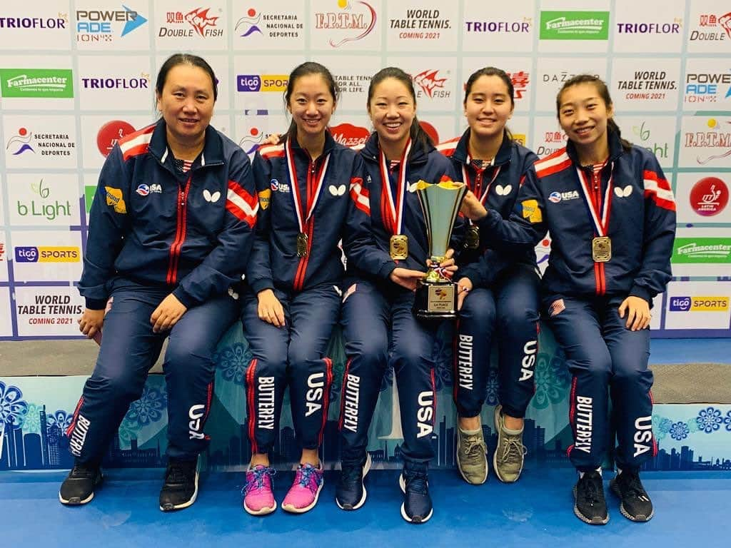 WU Yueのインスタグラム：「We made it! #Pan Am championships 🏓🥇🏆」