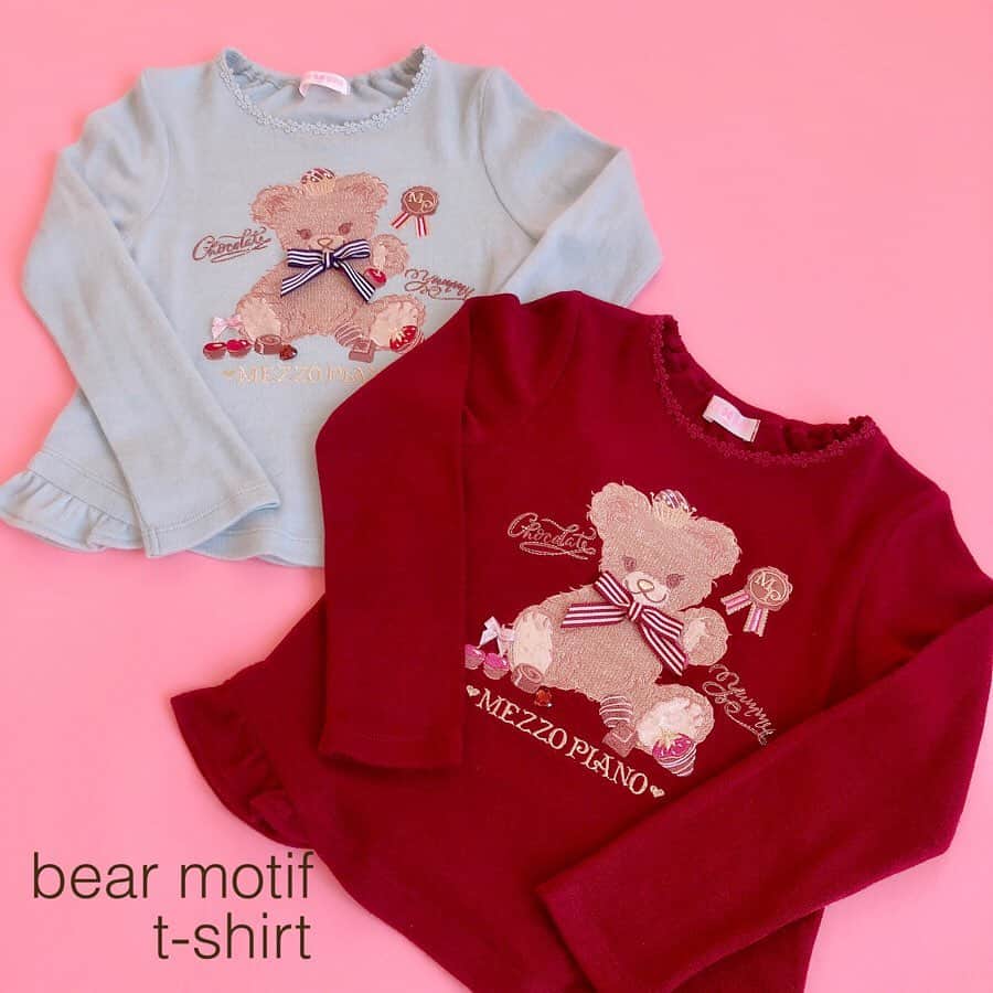 のインスタグラム：「.﻿ autumn collection 2019﻿ .﻿ くまちゃんモチーフのアイテムは﻿ この秋の主役に❤︎﻿ ﻿ ■長袖Ｔシャツ ¥8,900﻿ ■キュロットスカート ¥9,800﻿ ﻿ ※商品の入荷状況は、お近くのショップまで﻿ お問い合わせください。 ﻿ ﻿ ❤︎︎︎❤︎︎︎❤︎︎︎❤︎︎︎❤︎︎︎❤︎︎︎❤︎︎︎❤︎︎︎❤︎︎︎❤︎︎︎❤︎︎︎❤︎︎︎❤︎︎︎❤︎︎︎❤︎︎︎❤︎︎︎﻿ #mezzopiano #メゾピアノ﻿ #autumncollection #秋コレクション#秋物﻿ #新作  #フリル#テディベア#チョコレート #女の子のママ #女の子ママとつながりたい #可愛い #女の子 #ピンク好き #ピンク#ママスタグラム#ママ撮 #インスタベイビー#ベビスタグラ#kidsfashion #kidswear  #pink #こども #子供服 #kidswear  #キッズファション #kidsfashion #ig_japan #ig_kid﻿ ﻿ ﻿ ﻿ ﻿ ﻿」