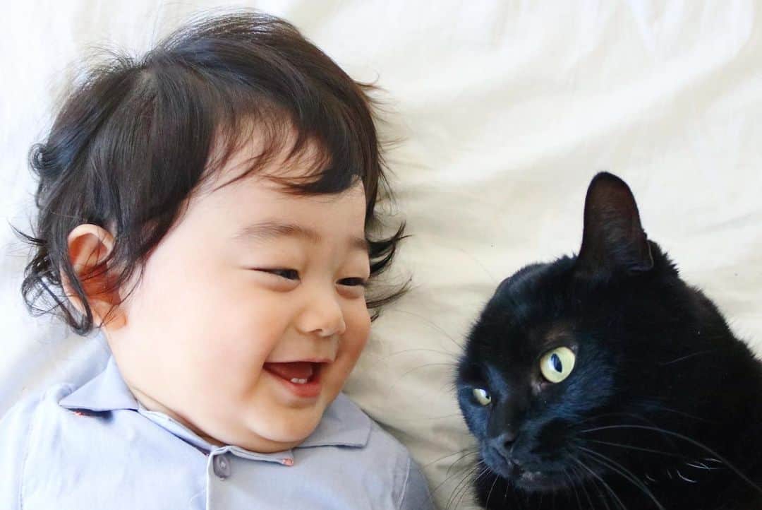 ギネス & ピムスさんのインスタグラム写真 - (ギネス & ピムスInstagram)「06/09/2019 Happy Friday! ・ Today, in Japan, it's Black Cat Appreciation Day. ・ Nagi says, Happy Black Cat Day, Guinness. We make a good team, right?! ・ Have a nice weekend! ・ ・ 今日は#黒猫の日 という事で ギネスと凪くんのツーショット。 温度差。笑 王子も心の中では凪くんみたいに笑ってるといいな😂 ちなみにピム丸バージョンもあるので後日postする予定。 ・ ストレスが溜まってるので、 凪くん寝たら 黒猫の日のタグを見て 可愛い黒猫拝もうと思います。笑 それでは皆さま 素敵な週末をお過ごし下さい♬ ・ ・ #ギネスくん #ギネピムと凪くん  #9monthsold #生後9ヶ月  #babyboy #男の子ベビー #赤ちゃんのいる生活 #赤ちゃんのいる暮らし #赤ちゃんと猫 #猫と赤ちゃん」9月6日 22時26分 - rina_takei