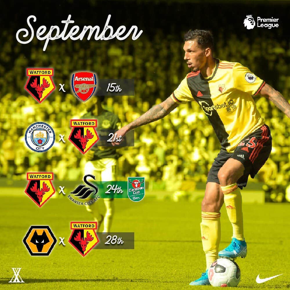 ヨゼ・ホレバスのインスタグラム：「A new month, a new chance to do it right. Let’s go boys! #watfordfc #premierleague #hornets #nikefootball」