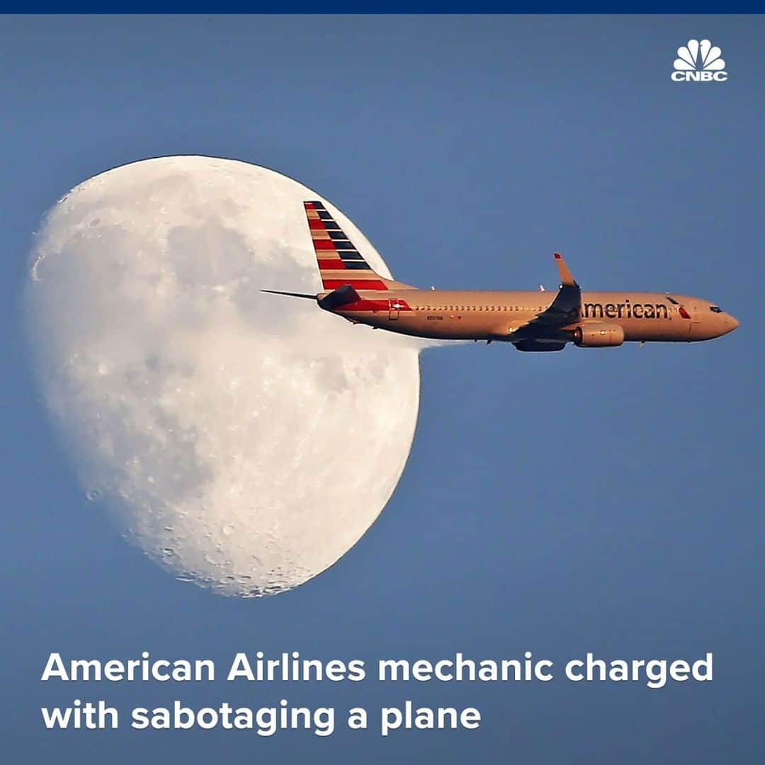 CNBCさんのインスタグラム写真 - (CNBCInstagram)「Unbelievable.⁠ ⁠ An American Airlines mechanic has been arrested and charged with sabotaging a plane’s navigation system before a flight in July, forcing the crew to abort takeoff from Miami.⁠ ⁠ Flight 2834 was about to depart for the Bahamas on July 17 with 150 people on board, when an error message appeared after the engines were started up.⁠ ⁠ The mechanic told law enforcement officials he inserted a piece of foam into the inlet of the plane’s air data module, which measures the plane’s pitch, speed and other information.⁠ ⁠ The mechanic said he was upset about stalled contract negotiations with the company, but that “his intention was not to cause harm to the aircraft or its passengers.”⁠ ⁠ For more details on why the mechanic allegedly sabotaged the plane, visit the link in bio.」9月7日 0時24分 - cnbc