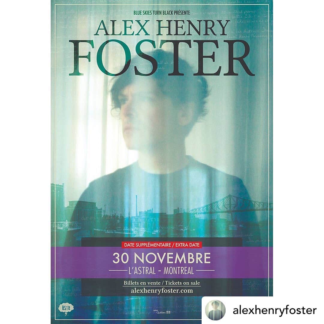 Your Favorite Enemiesのインスタグラム：「Tickets for Alex Henry Foster’s concert in Montreal are now on sale. The concert will take place at L'Astral on November 30 and is presented by Blue Skies Turn Black. Be quick, as you do not want to miss this unique event! Last time Alex played in Montreal, the concert was sold out!  Tickets & Information: alexhenryfoster.com  #alexhenryfoster #windowsinthesky #ahflive #tour #tourposter #blueskiesturnblack #bstb #astral #montreal #montrealgig #liveshow #gig @blueskiesturnblack @alexhenryfoster」
