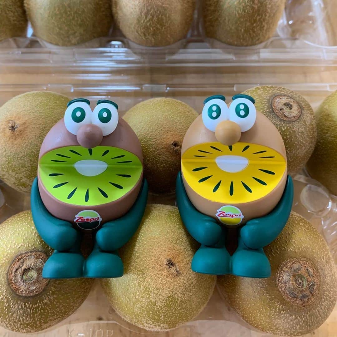 のインスタグラム：「我が家にキウイブラザーズがやってきたー😆ちょこんと座れるフィギュアでキウイに紛れ込んでる感じ最高😆  たくさんのキウイはフレッシュジュースにして楽しんでます😊  以前表参道に期間限定でゼスプリカフェがオープンしてた時も行ったよ🥝  #ゼスプリ #キウイ #キウイブラザーズ #限定 #ゴールドキウイ #フィギュア #ゼスプリカフェ #アゲリシャス #zespri #kiwi #goldkiwi #limited #toy #키위」