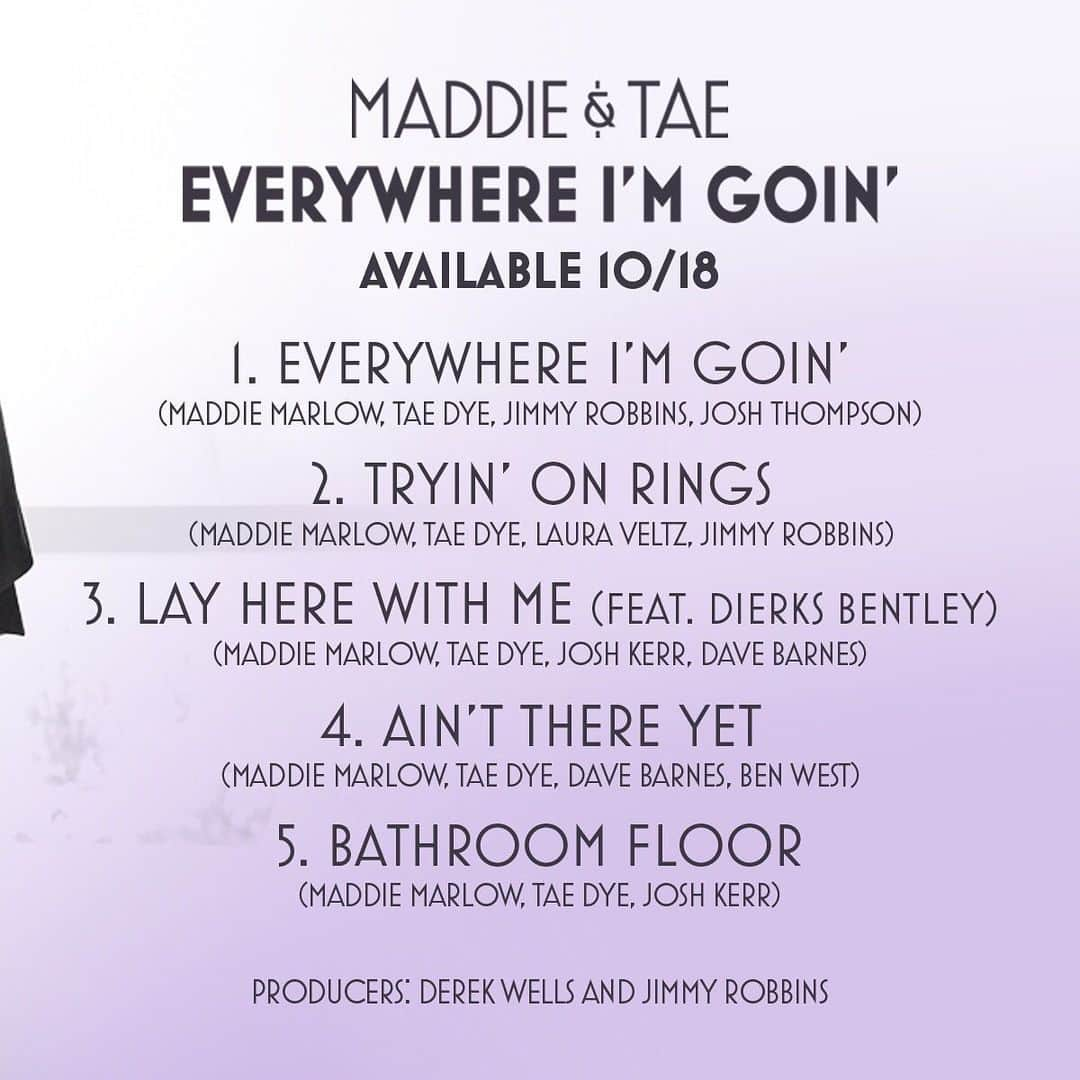 Maddie & Taeさんのインスタグラム写真 - (Maddie & TaeInstagram)「We're so excited to keep telling our story through this next collection of songs. This project as a whole is super personal but these 5 songs in particular take you on an even deeper dive into our lives. #EverywhereImGoin // October 18」9月7日 6時06分 - maddieandtae