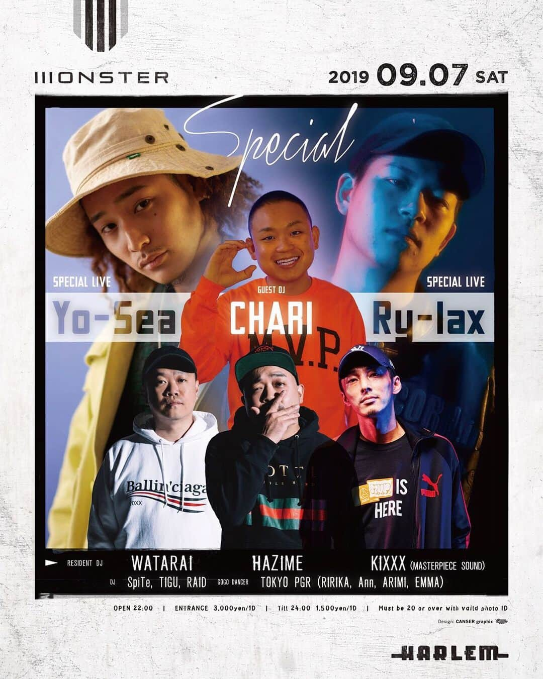 DJ HAZIMEさんのインスタグラム写真 - (DJ HAZIMEInstagram)「Tonight🔥🔥🔥 “Monster Special” @clubharlem  Guest @djchari . @yo_sea7878 . @ry_lax_bcdmg . With  @djwatarai @dj_kixxx  @spiteleemedia @djtigu @_dj_raid  #djchari #yosea #rylax  #tokyo #shibuya #harlem #monster  #everysaturdaynight  #毎週土曜レギュラー  今夜はスペシャルです⚠️⚠️⚠️ 皆さん是非✌️✌️✌️」9月7日 13時58分 - djhazime