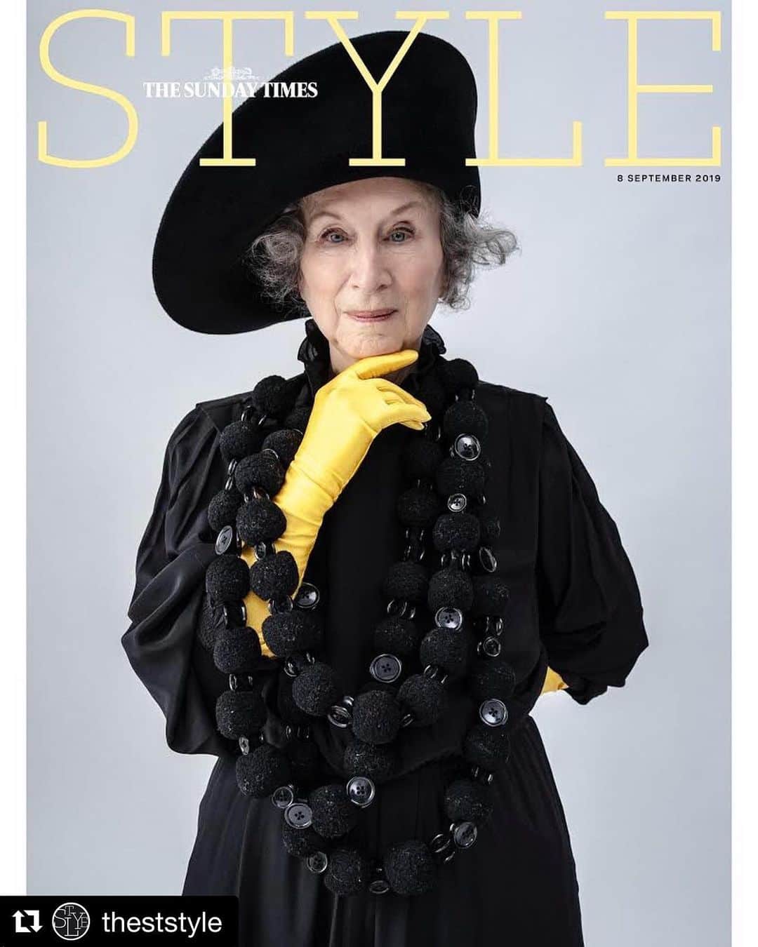 のインスタグラム：「#Repost @theststyle ・・・ THIS SUNDAY: #TheHandmaidsTale author @therealmargaretatwood gives her most intimate interview yet, with portraits shot exclusively for Style by iconic photographer #TimWalker. She talks motherhood, marriage, love and loss with editor-in-chief @sundaytimeslorraine. PLUS, writing exclusively for Style, Margaret Atwood nominates 12 women who are shaping our future for the better. Don’t miss this collector’s issue ahead of her long-awaited new book, #thetestaments」