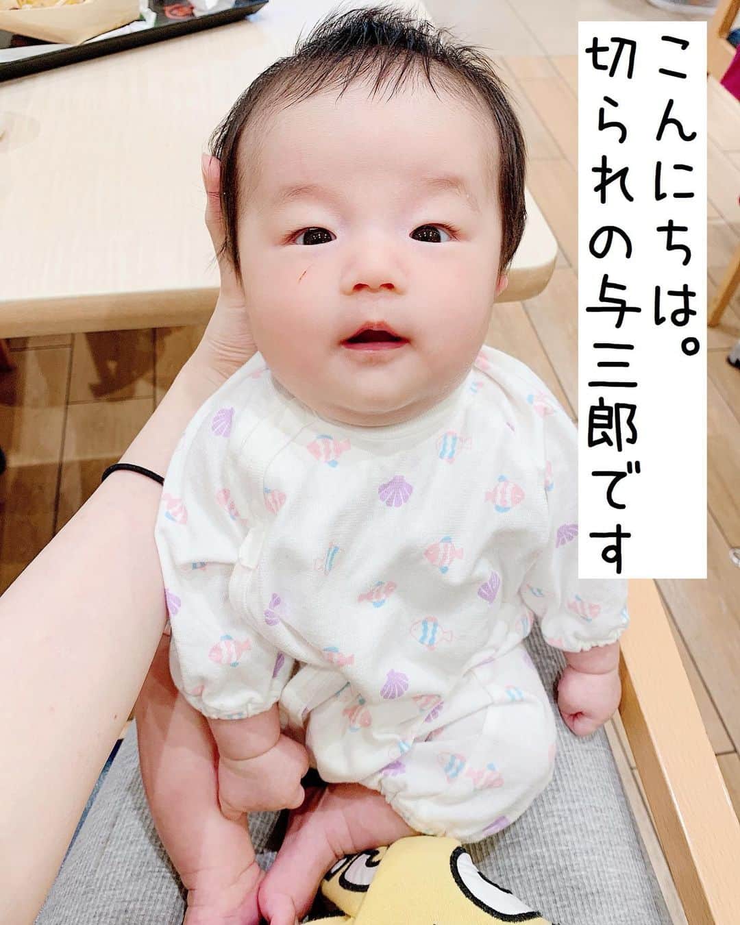 しほの涼のインスタグラム：「爪切り 怠りまして 申し訳ございません。  #切られの与三郎 #切られの与三 #爪切り #赤ちゃんの爪切り難しい #自分で引っ掻きまくり #後ろの食べ物は気にしないで#笑神娘さん」