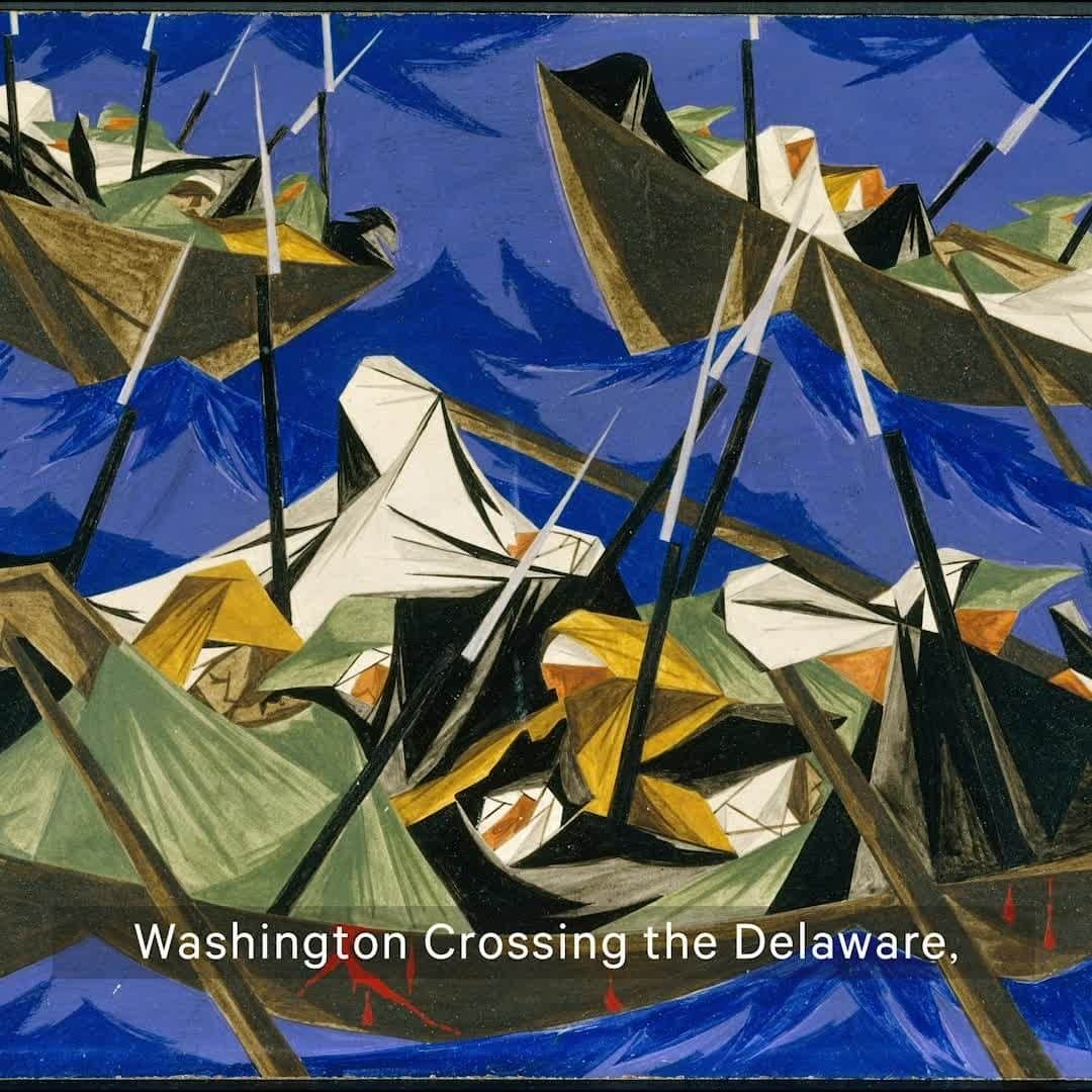 のインスタグラム：「Happy birthday to Jacob Lawrence! In honor of his birthday, a peek at this episode of #MetKids exploring the New Jersey-born artist's 1954 reimagining of Emanuel Leutze's "Washington Crossing the Delaware," the 10th panel in Lawrence's Struggle Series. @metamericanwing #JacobLawrence」