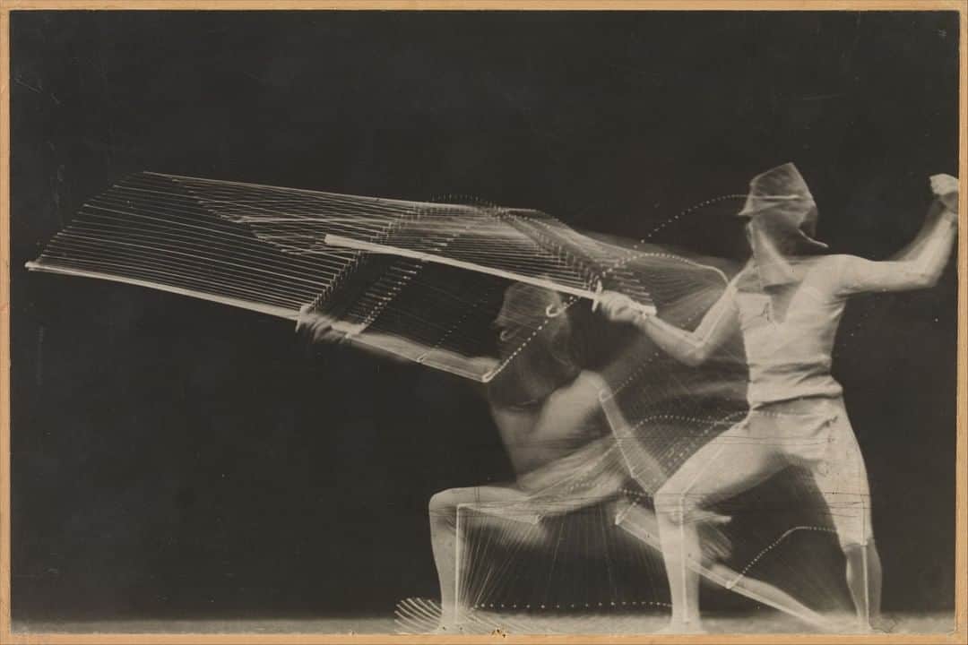 のインスタグラム：「En garde! It's #WorldFencingDay ⚔️ Photographer Georges Demeny was the principal assistant to Etienne-Jules Marey, one of the 19th century's premier scientific investigators of the phenomenon of movement. In 1882, they set up Marey's "station physiologique"—the studio where they carried out pioneering motion studies. ⁣ ⁣ Using a process that could make multiple exposures on a single photographic plate in rapid succession, Marey and Demeny could capture the visible traces of an entire motion in regular intervals and study that action at a level of detail not attainable by earlier photographic technologies.⁣ ⁣ This picture was made in 1906, after Marey's death, while Demeny was professor of physiology at the national school of gymnastics and fencing at Joinville, which he established. A sport based in a repertoire of very precise, economical moves, #fencing lent itself naturally to Demeny's photography.⁣ ⁣ 📸 Georges Demeny (French, 1850–1917). [Fencer], 1906. Gelatin silver print. #TheMet @metphotographs」