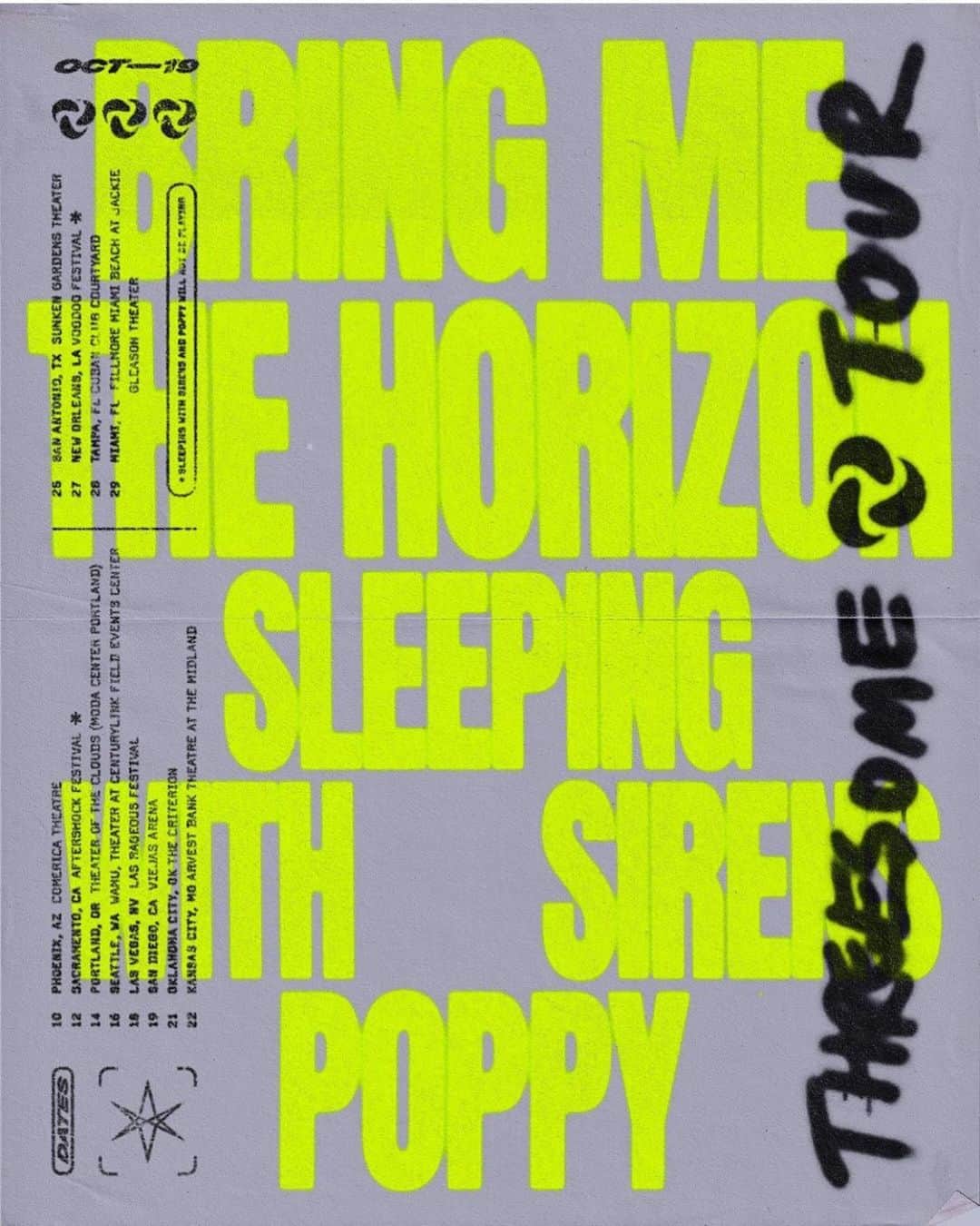 ジャスティン・ヒルズのインスタグラム：「Who is ready for this? @bringmethehorizon @impoppy  @sleepingwithsirens #threesometour」