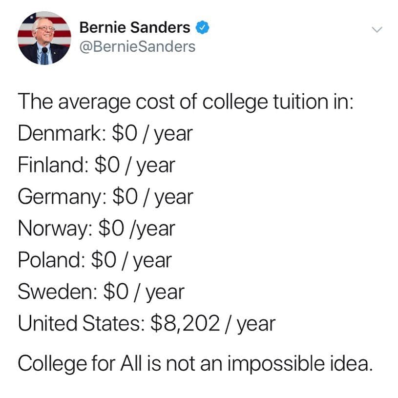 バーニー・サンダースさんのインスタグラム写真 - (バーニー・サンダースInstagram)「College for All is not an impossible idea. It is already a reality around the world.」9月8日 10時37分 - berniesanders