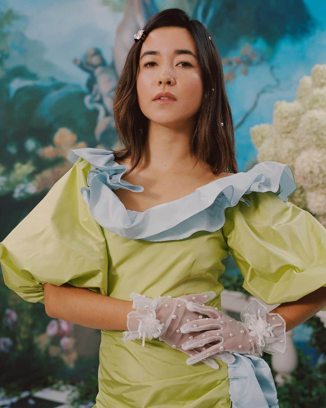 ロダルテさんのインスタグラム写真 - (ロダルテInstagram)「SS20 Rodarte Collection Portrait Series: @mayaerskine wears the Light Blue and Lime Silk Taffeta Ensemble. Photography: @dritch  Styling: @shirleykurata and @AshleyFurnival Makeup: @u.z.o for @narsissist  Hair: @CaileNoble for @sultrabeauty  Nail Artist: @mtmorgantaylor | @hollyfalconenails  Production Design: @adamandtinadesign  Production: @yusufyagci  Real Florals: @josephfree  #rodarte #mayaerskine」9月9日 7時55分 - rodarte