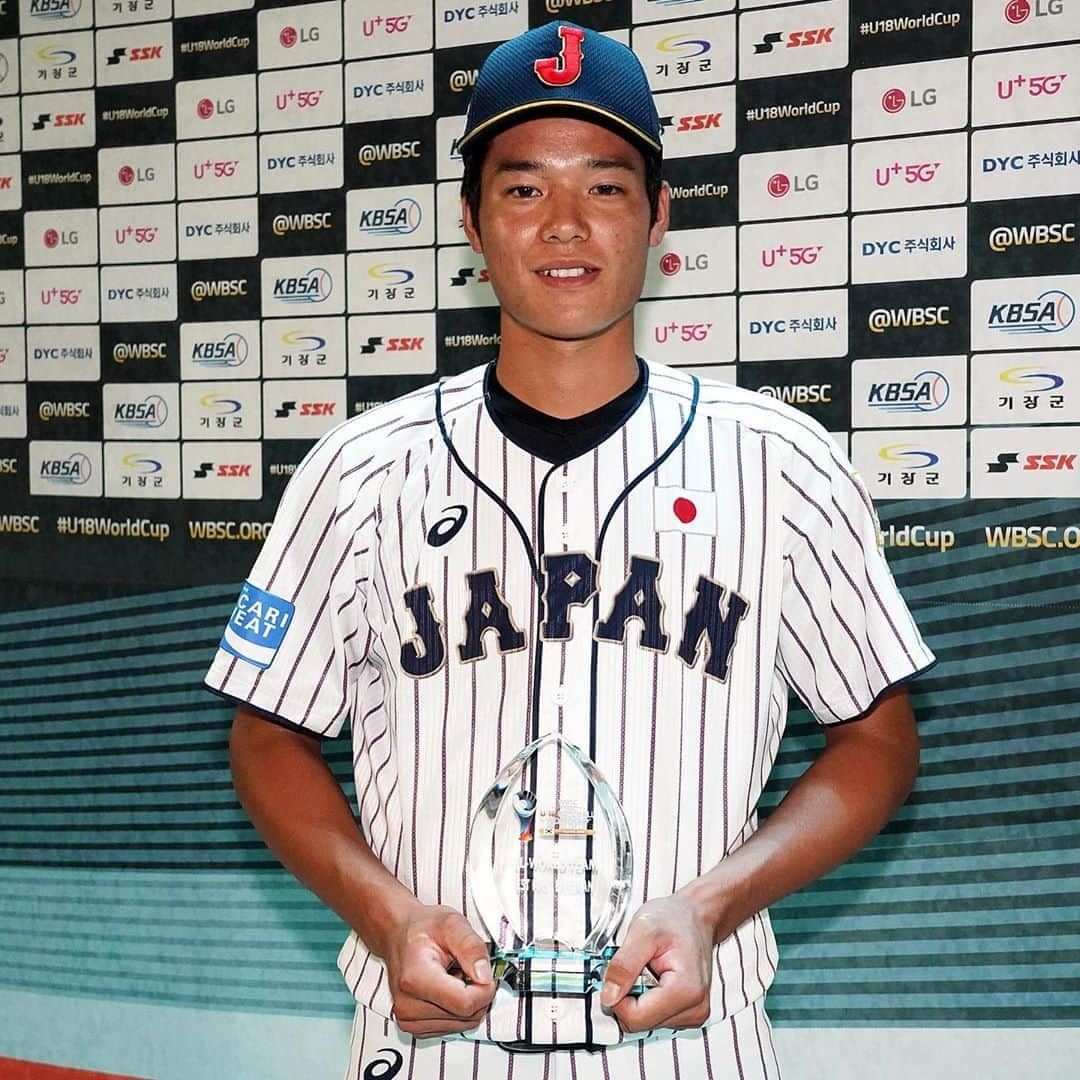 侍ジャパンさんのインスタグラム写真 - (侍ジャパンInstagram)「⠀ 第29回 WBSC U-18ベースボールワールドカップ  悲願の優勝は叶わず5位に終わった今大会⚾️ 3選手が個人タイトルを受賞しました✌️✨ ⠀ ベストナイン（先発投手） #奥川恭伸 #星稜  ベストナイン（一塁手） #韮澤雄也 #花咲徳栄  最多本塁打 #西純矢 #創志学園  #侍ジャパン #U18代表 #ワールドカップ #U18WorldCup」9月9日 16時09分 - samuraijapan_official