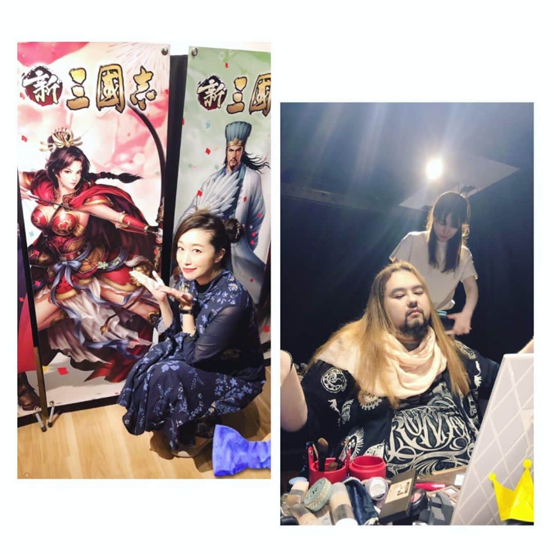 國分優香里のインスタグラム：「✩ 新三国志のオフイベの写真、遅くなってしまってすみませんでした🙏💦 ✩ 私は孫尚香ちゃんと❤️ 未だにガチャ引けない…早く会いたいのに😂 ✩ ロバートさんをメイク中にパシャリ🤳💨 ✩ 神々しい…どこの神様ですか…😂 待ち受けにしたらいいことありそう（笑） ✩ ✩ ✩ #新三国志 #オフイベ #ロバートウォーターマン #声優 #イベント #孫尚香 #アプリ #アプリゲーム」