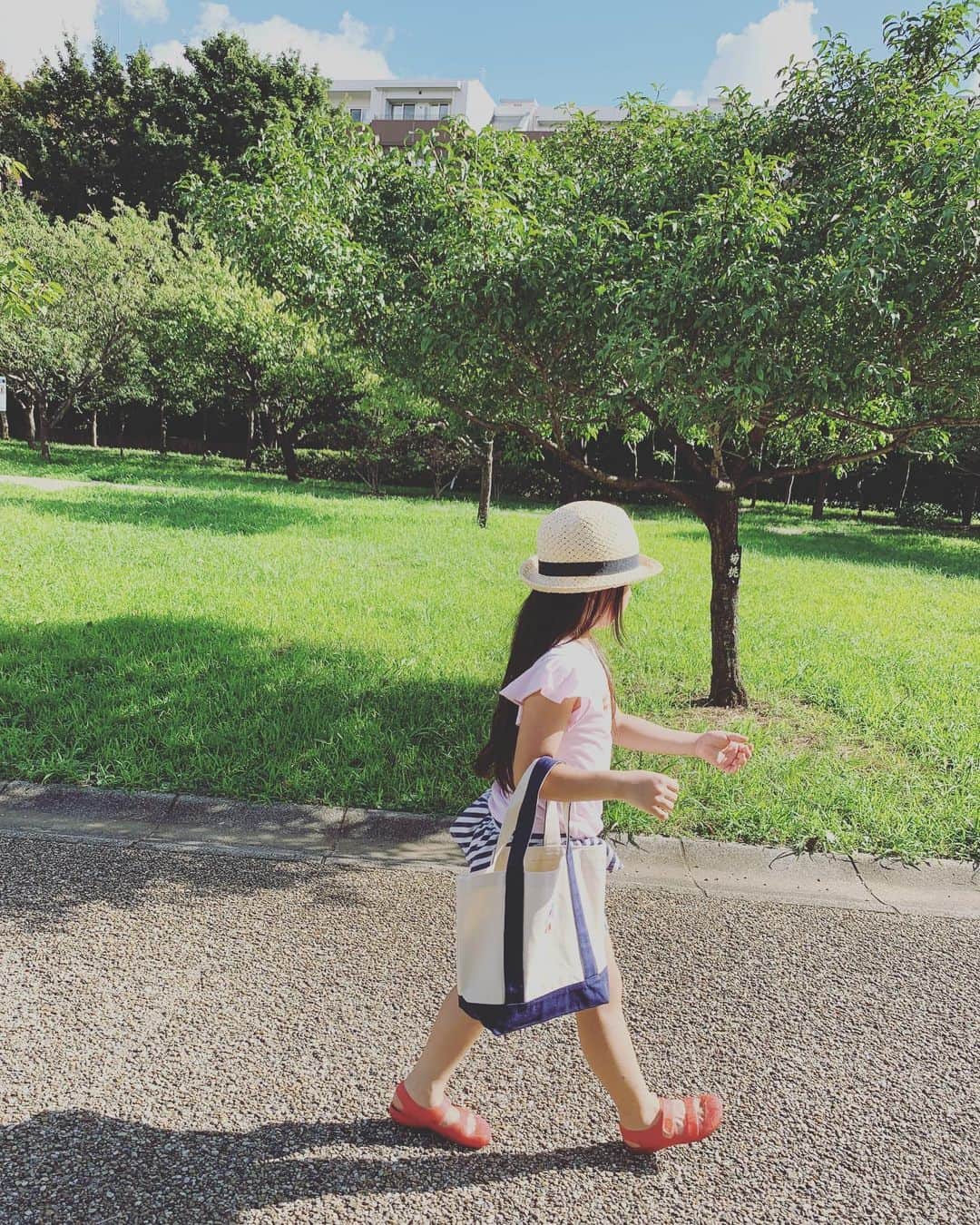 五月女ケイ子さんのインスタグラム写真 - (五月女ケイ子Instagram)「日曜日。 出来上がったばかりの健康トートを持って公園へ。 まだ持ってくれてるうちが幸せだな。 そのうち反抗期になると 使ってくれなくなるんだろうから 今のうちに味わっておこう。 「天気の子」みたいな雲だ！と 「キーン！」（byアラレちゃん）と走って行きました。 ピンクレディを周りの女子に広め 愛読書は「窓際のトットちゃん」 順調に昭和な子に出来上がっております。」9月9日 23時13分 - keikosootome