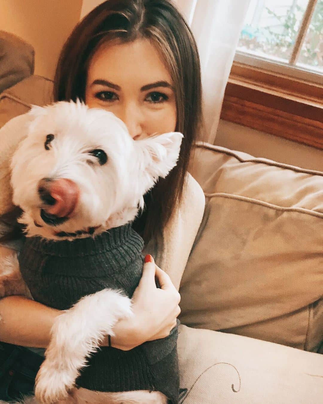 ケイト・ボイージェルのインスタグラム：「dog lover friends- any tips for traveling with a pup that’s never flown before?? trying to get this guy out to Cali for a visit but a little nervous that he won’t be very stoked about a plane carrier 😂 any tips?! ✈️🐾」