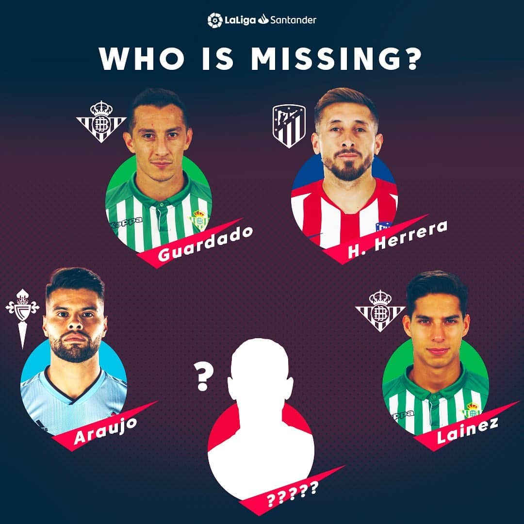 LFPさんのインスタグラム写真 - (LFPInstagram)「Which MEXICAN player is missing? 🤔🇲🇽 • Clue: He came back to #LaLigaSantander to score goals! ⚽️💥 • #GuessWho #LaLiga #Football」9月10日 5時30分 - laliga