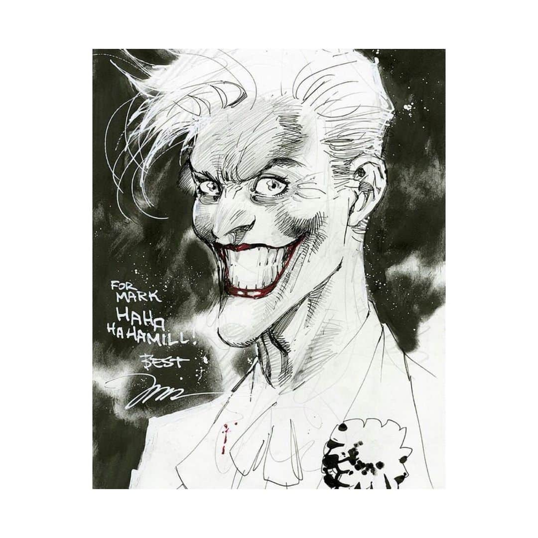 マーク・ハミルさんのインスタグラム写真 - (マーク・ハミルInstagram)「I did a phone answering message as The Joker for artist-extraordinaire @JimLee-In return, I watched as he did this breathtaking portrait in less than 5 minutes! Don't know if he's still using my message, but this beauty is framed & hanging in my man-cave.👍🃏#WinWin #HaHaHaHamill」9月10日 8時21分 - markhamill