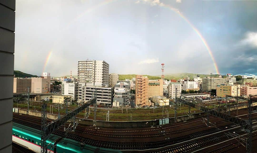 Rediscover Fukushimaさんのインスタグラム写真 - (Rediscover FukushimaInstagram)「Did anyone else see this amazing rainbow over Fukushima City yesterday? It appeared after the typhoon subsided 🌈」9月10日 8時48分 - rediscoverfukushima