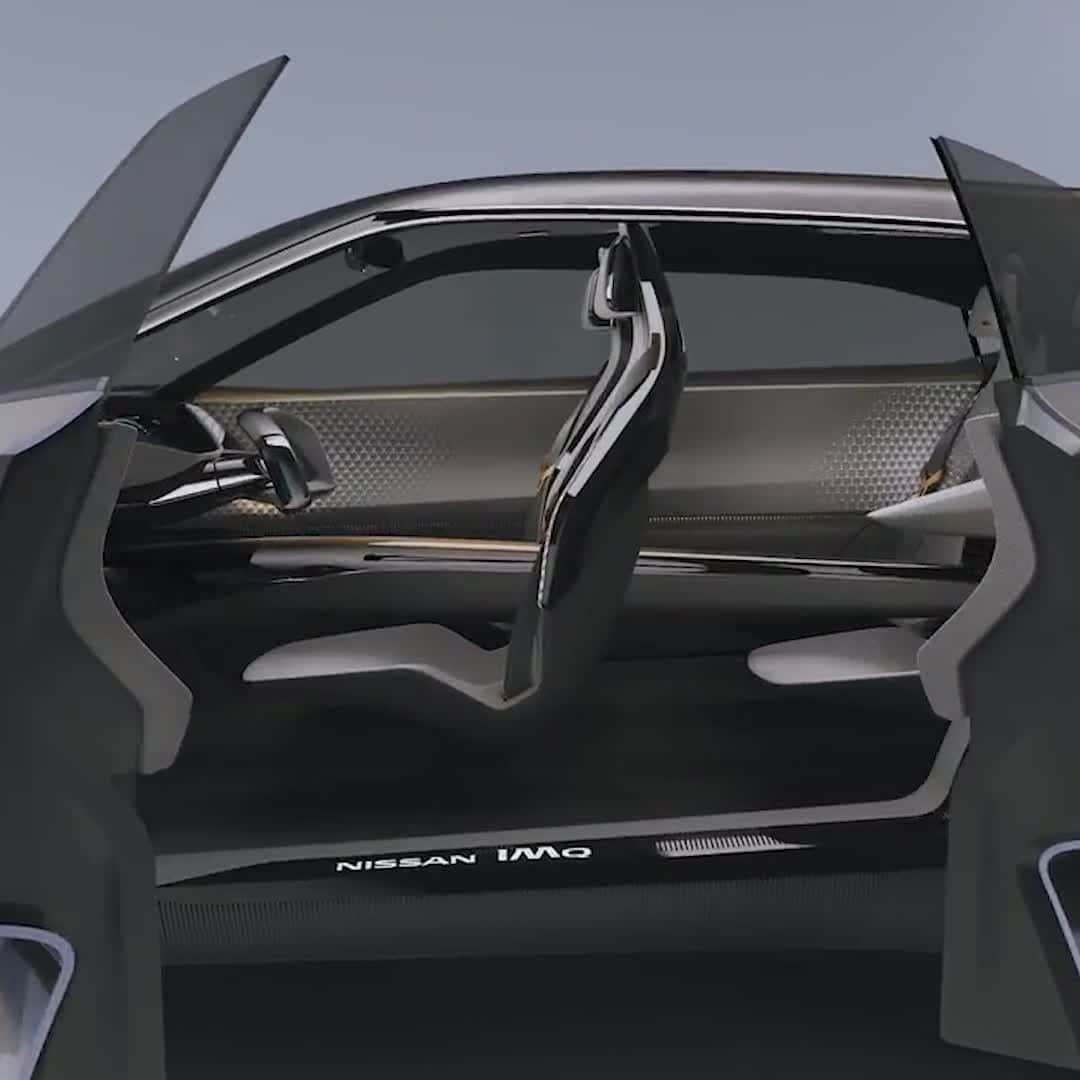のインスタグラム：「By blending Japanese design themes with contemporary technology, the #NissanIMQ features laser-cut, sculpted seats, a lamella-covered floor and a dominating instrumental panel across the dashboard, creating a futuristic and spacious interior. #Nissan #IntelligentMobility」