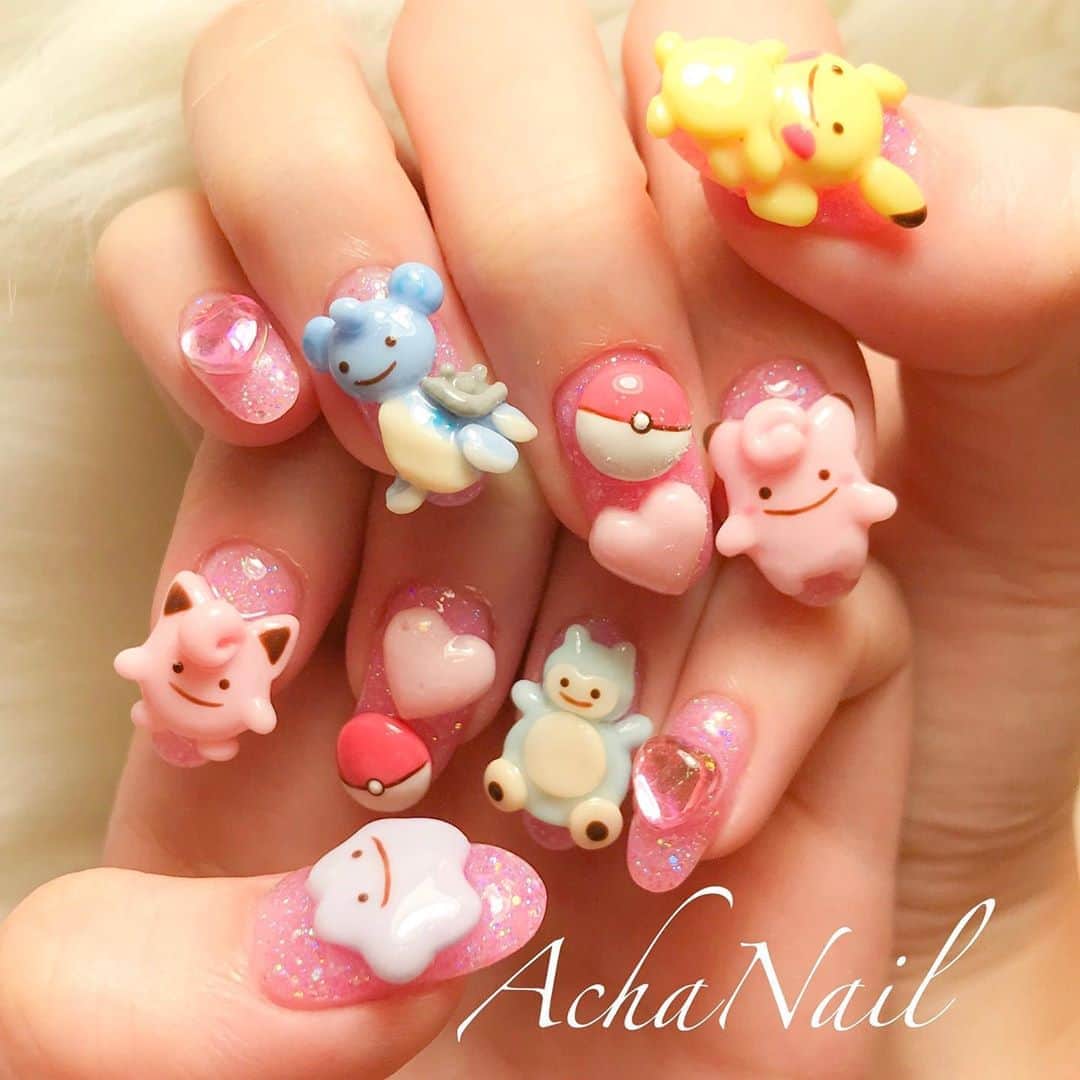 3dネイルパーツ ネイルパーツ ハート ポケモンネイル