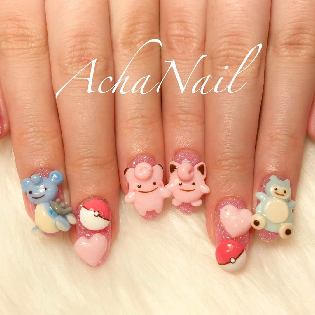 AchaNailさんのインスタグラム写真 - (AchaNailInstagram)「‪変身メタモンネイル💖‬﻿ ﻿ ‪https://ameblo.jp/acha-nail/entry-12523008057.html‬﻿ ﻿ ‪#メタモン #ポケモン #ポケモンネイル #ピカチュウ #ピッピ #プリン #カビゴン #モンスターボール #ピカチュウネイル #メタモンネイル #キャラネイル #3Dネイル #キャラクターネイル #ネイル #ジェルネイル #フィルイン #フィルイン導入サロン #南池袋 #池袋ネイルサロン #ネイルデザイン #かわいいネイル #Nails #AchaNail #NailStagram #InstaNails #Nailart #JapaneseNailart #NailDesign #Gelnails #kawaii」9月10日 22時35分 - achanail