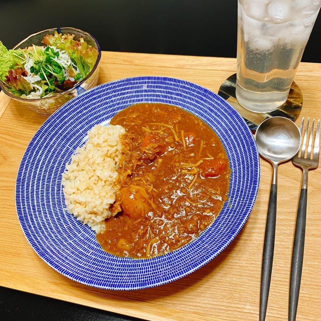 森絵里香さんのインスタグラム写真 - (森絵里香Instagram)「. 2日目のカレー🍛 1日目より格段に美味しい でも私には3日目のカレーも待っている！ . おかわりしたい、でも3日目分も残さないと… グルグル悩む〜🌀 . . #お家カレー #カレーは毎日でも良い」9月10日 19時50分 - morierika0502