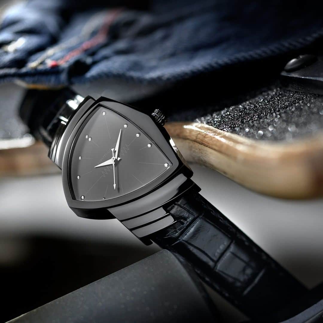 のインスタグラム：「Stunning, stealthy and always iconic. The new Ventura in full black. Which Ventura would you wear? #hamiltonwatch」