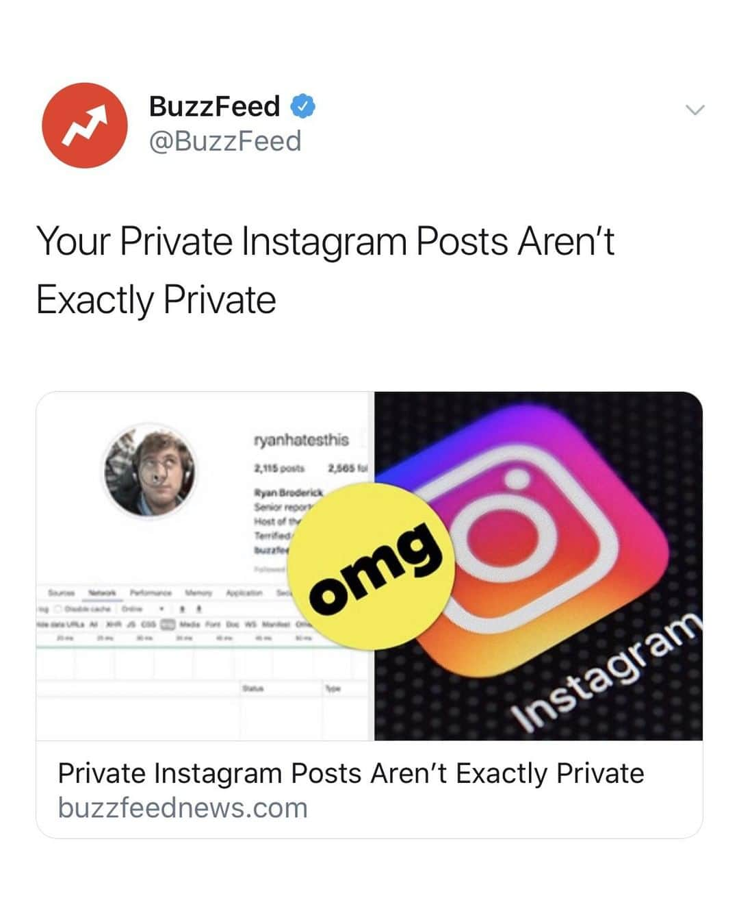 BuzzFeedさんのインスタグラム写真 - (BuzzFeedInstagram)「Turns out your "private" Instagram isn't really all that private. @buzzfeednews has the full story. Link in bio 📱」9月11日 4時59分 - buzzfeed