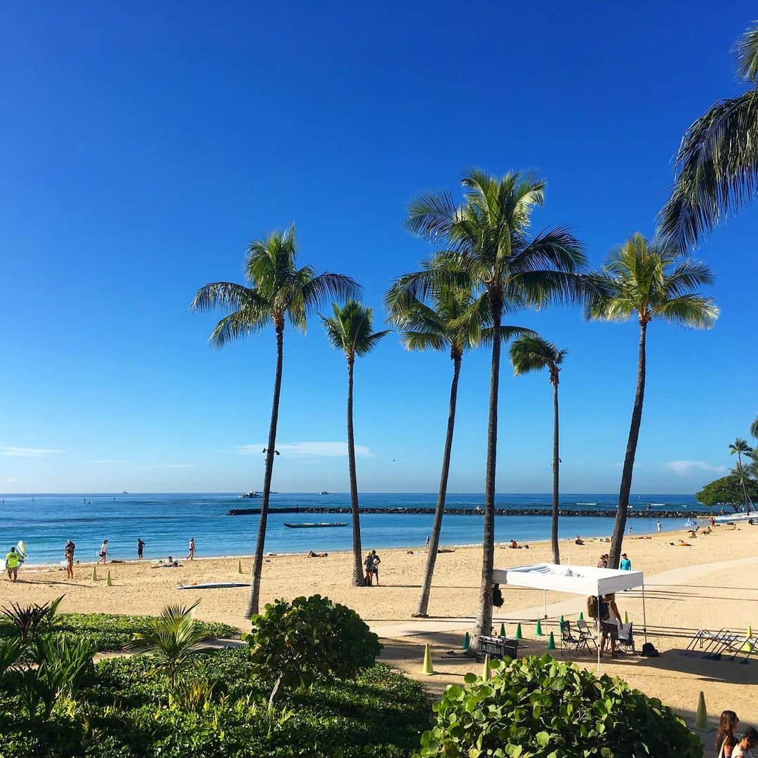 のインスタグラム：「ハワイシリーズ３枚目 近々また行きたいな🏝✨ #Hawaii #oahu #waikikibeach #coast #lagoon #ocean #beach #sea #tropical #beachlover #palmtree #blueocean #palmbeach #island #bluesky #instatravel #vacation #travel #summer #chillout #hello_worldpics #ハワイ #ビーチ #砂浜 #風景 #南国 #海 #青 #ラウンジ #リゾート」