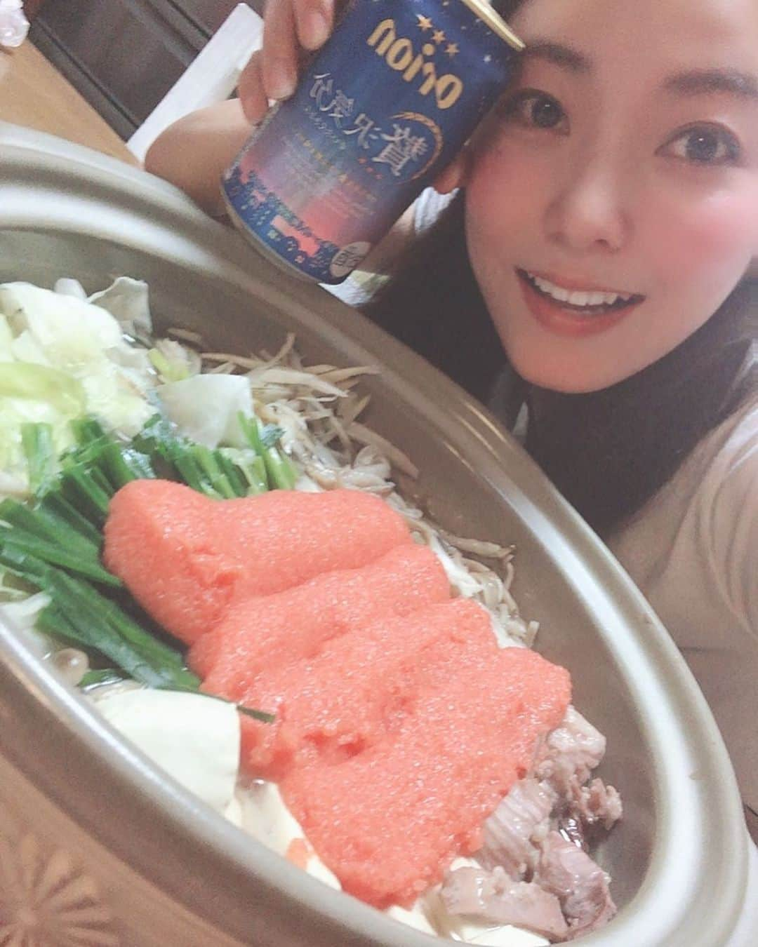 野木久美子さんのインスタグラム写真 - (野木久美子Instagram)「オリオンビールと明太もつ鍋😋🍻 まーさんよ〜 ・ 沖縄弁で美味しいよ〜🌺 @orionbeer_info の撮影が懐かしい☺️ ・ ・ ・ #オリオンビール #orion #🍻 #ビールのお供に #お酒 #まーさん #沖縄 #沖縄弁 #おいしい ・ #明太パーク #常滑 #コストコ隣 #明太子 #チューブ明太子 #かねふく #当選 #金 #幸運 #ありがやた」9月11日 17時19分 - nogikumigram