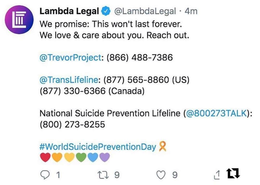 アイシャ・タイラーさんのインスタグラム写真 - (アイシャ・タイラーInstagram)「#Repost @lambdalegal #bethe1to ・・・ Suicide prevention is about much more than sharing hotlines, of course.  Explore the hashtag on Twitter #BeThe1To for more information on meaningful interpersonal support from our friends at @TransLifeline, @800273TALK, and other orgs and individuals working to save lives. #worldsuicidepreventionday #worldsuicidepreventionday2019 #wspd #wspd2019」9月11日 15時22分 - aishatyler