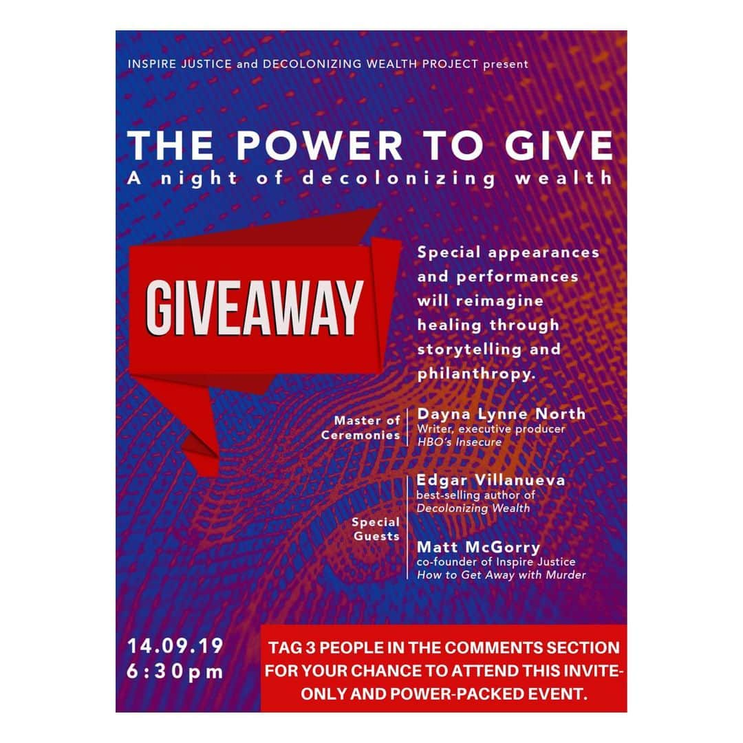 マット・マクゴリーさんのインスタグラム写真 - (マット・マクゴリーInstagram)「Hey IG family! On September 14th, I'll be joining @villanuevaedgar @daynalynnenorth and @weinspirejustice for this power packed, invite-only event on decolonizing wealth and the power of giving. I know my dear friend @dawnlyen will be in the building as well as many other incredible artists, activists, and artists so we wanted to invite some of my amazing followers! 🤩 I have the honor of giving away 5 tickets to y’all! In the comments below, tag 3 people to enter for your chance to win. Five people will be selected randomly and contacted directly by @weinspirejustice. (Must be following @villanuevaedgar and @weinspirejustice.) I hope to see you there :)」9月12日 2時28分 - mattmcgorry