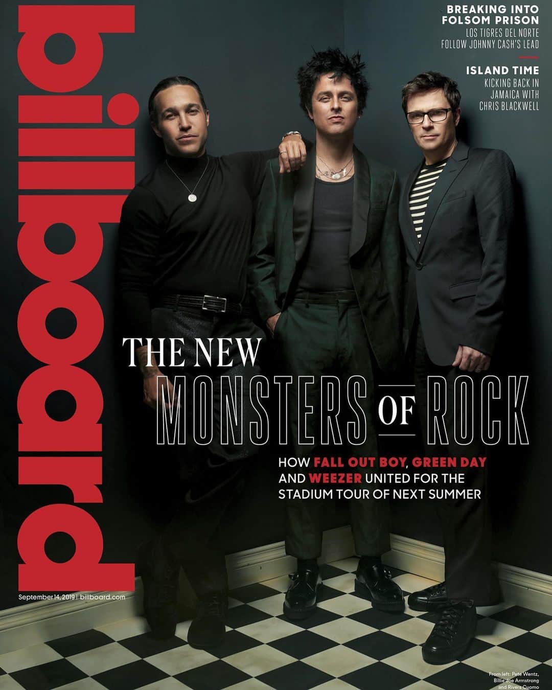 フォール・アウト・ボーイのインスタグラム：「good things come in 3s...like @petewentz, @billiejoearmstrong + @rivers_cuomo serving up some #HellaMegaTour on this month's @billboard cover」