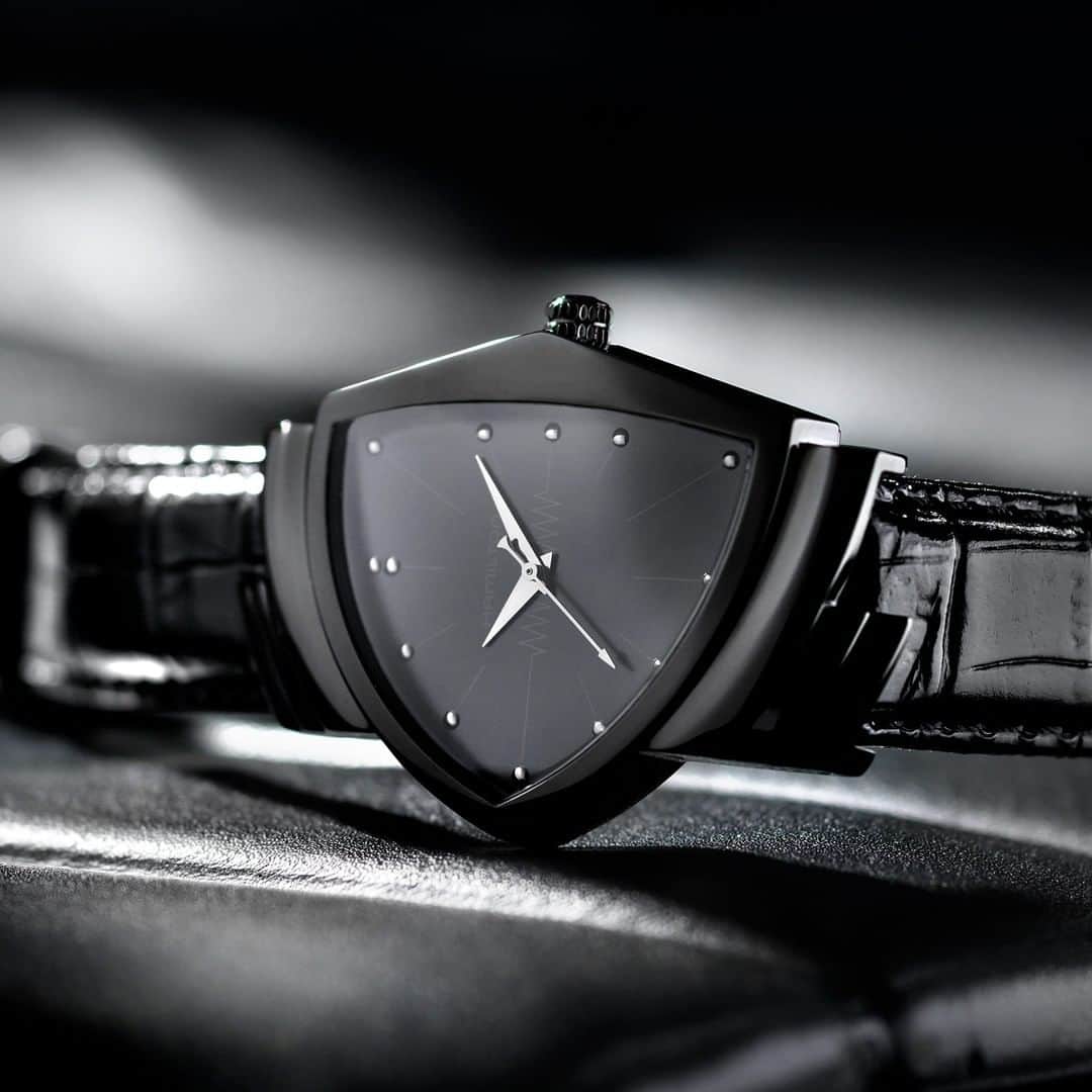 のインスタグラム：「Pioneering, unconventional and as individual as those who wear it, the new Ventura in full black is a daring style statement. Available at Hamilton Boutique Tokyo Cat Street now. What does Ventura mean to you? #hamiltonwatch」