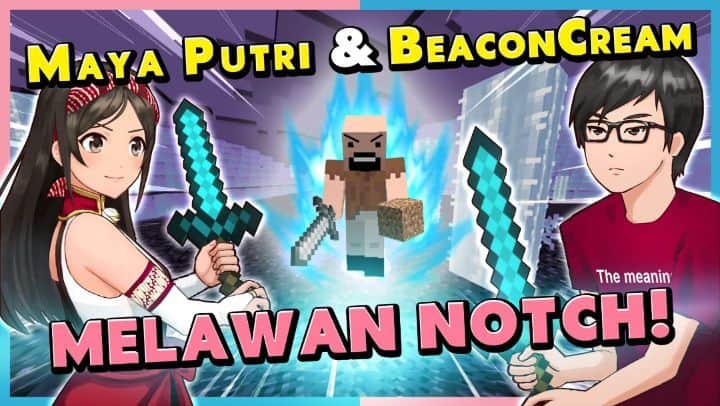 のインスタグラム：「Minecraft Collaboration!! (with BeaconCream, Part 1), Uploaded! 🎮 I played minecraft with someone!! And that someone is your super BeaconCream!✨ We're going to fight Notch, a SUPER strong minecraft boss. Join us! . Part 2 with horror theme coming this friday😤👌👌 . Please check my YouTube channel ٩(๑❛ᴗ❛๑)۶  #mayaputri #halomaya #gameplay #gaming #virtualyoutuber #youtuber #maya #youtube #vtuber #indonesia #minecraft #minecraftsurvival #minecraftindonesia #beaconcream #creamteam」
