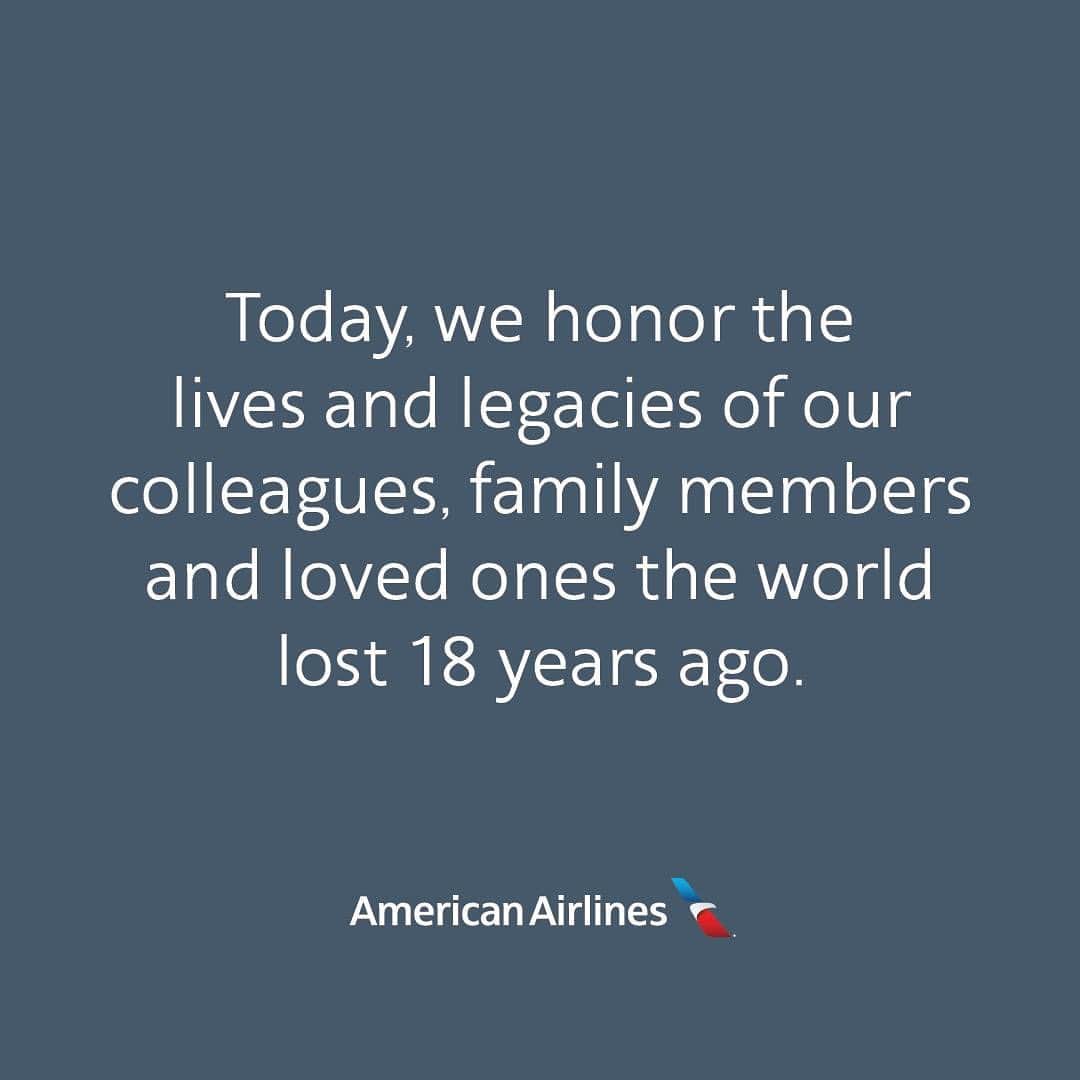 アメリカン航空のインスタグラム：「Sept. 11, 2001 – we will never forget.」