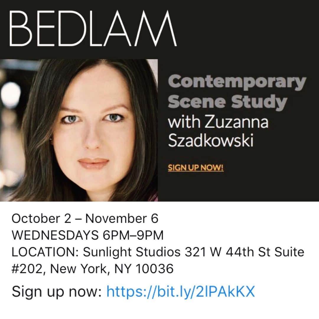 ズザンナ・シャコフスキーのインスタグラム：「New Class. Registration open now. #Bedlam #ActingClass」