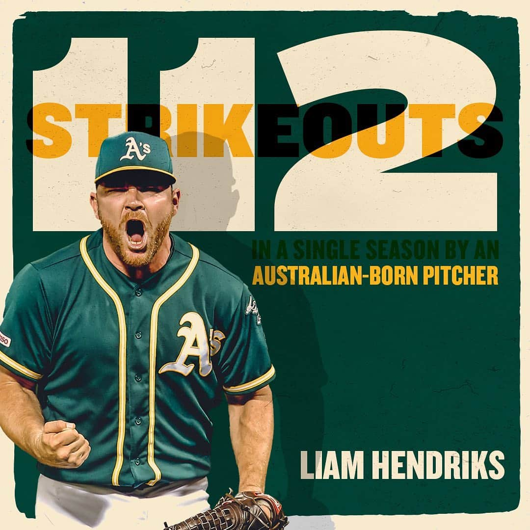 オークランド・アスレチックスさんのインスタグラム写真 - (オークランド・アスレチックスInstagram)「Getting saves. Setting records. Liam has set the single-season record for strikeouts by an Australian-born player. Congrats, @hendriks_31! #RootedInOakland」9月12日 12時10分 - athletics