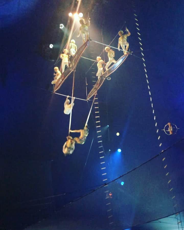 マリッサ・キングのインスタグラム：「Andddd we’re back! Thank you @reidurbain for the catch and my girl @haleyroseviloria for the video! 💪🏼 . . #backtoit #highbar #teamwork #showtime #12m #cirquedusoleil #alegria #toronto #tourlife #bigtop」