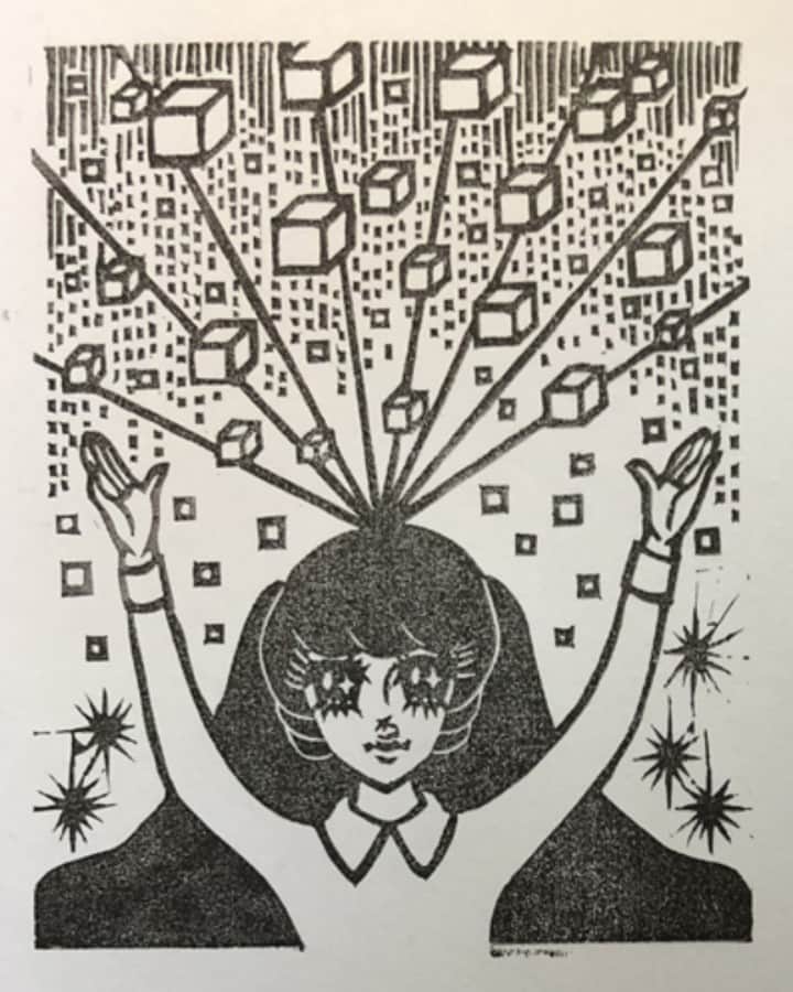 のインスタグラム：「空間に散らばってるエネルギーの粒子を図（版画）にしてみた。#スピリチュアル版画」