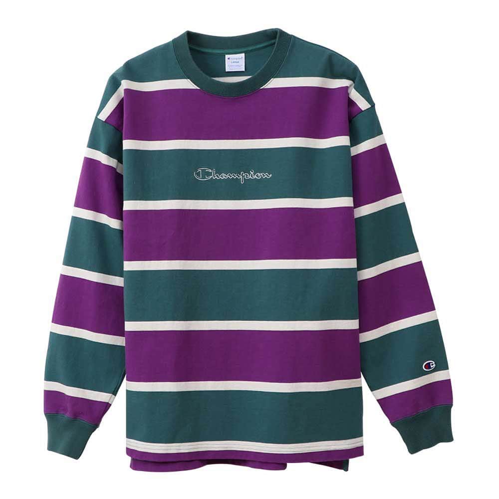 のインスタグラム：「【NEW ARRIVAL】 ■Champion LONG SLEEVE BORDER SHIRT[DK GREEN] - C3-Q410  フロントにスクリプトロゴがししゅうされた、14s/2 天竺のロングスリーブ‼️これからの季節に丁度良いカラーと生地感になっております😍✨👍 左袖に目玉ロゴのワンポイントワッペン👀 肉厚の天竺地にガーメントウォッシュ加工を加え、リアルなビンテージの表情を追求しています🔥  前身刺繍仕様 ガーメントウォッシュと呼ばれる加工法で、リアルな古着の表情を追求しています💎  素材：14s/2 ボーダー天竺(コットン100%) 👇オンラインストアでも購入可能です👇 http://shop.dancers-c.com/?pid=145294997  電話通販も可能です😊 ﻿ お気軽にお問い合わせ下さい✨ ﻿ ﻿ ダンサーズコレクション原宿店 ☎03-5474-9575 ﻿ #Champion #ダンコレ #ダンサーズコレクション #dancerscollection #tokyo #harajuku」
