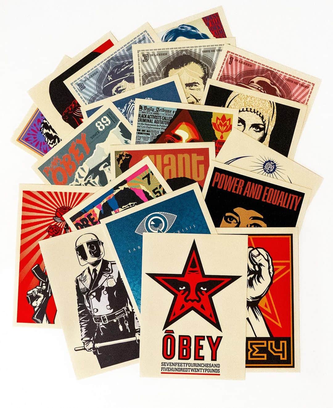 Shepard Faireyのインスタグラム：「FACING THE GIANT 30TH ANNIVERSARY STICKER PACK AVAILABLE NOW!⁠⠀ ⠀⠀⠀⠀⠀⠀⠀⠀⠀⁣⁠⠀ There comes a time in everyone’s life where they have to face it. Face the big one. Whatever that may be, for you. For us, this year, it was 30 years of OBEY GIANT!  Staying true to the GIANT’S original sticky-medium-of-inception, this 30 year sticker pack delivers 30 colorful large format stickers featuring some of Shepard’s most iconic work. Every sticker is an exact, but much smaller, replica of the large format serigraphs being released this year. Shop link in bio!⁠⠀ ⠀⠀⠀⠀⠀⠀⠀⠀⠀⁣⁠⠀ 4.75 inches x 6.5 inches, in specialty packaging. Maximum 5 packs per order. International customers are responsible for import fees due upon delivery.⁠ #FACINGTHEGIANT #OBEYGIANT30TH #obey #obeygiant #shepardfairey #stickers」