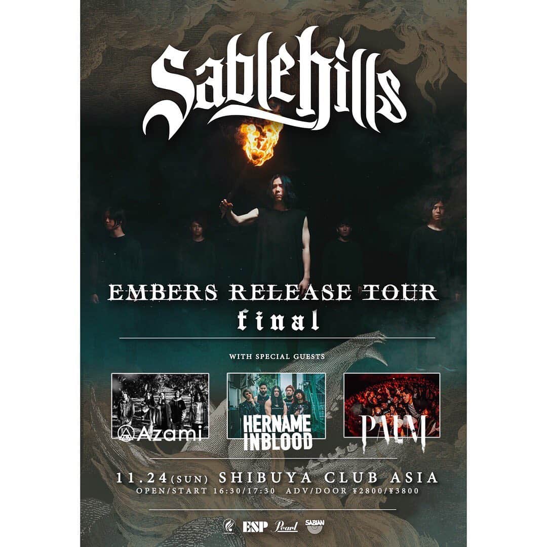 Her Name In Bloodさんのインスタグラム写真 - (Her Name In BloodInstagram)「11/24(日)渋谷CLUB ASIA Sable Hills presents “EMBERS RELEASE TOUR FINAL” 出演決定！  共演やチケット情報はホームページより！」9月13日 20時12分 - hnibband