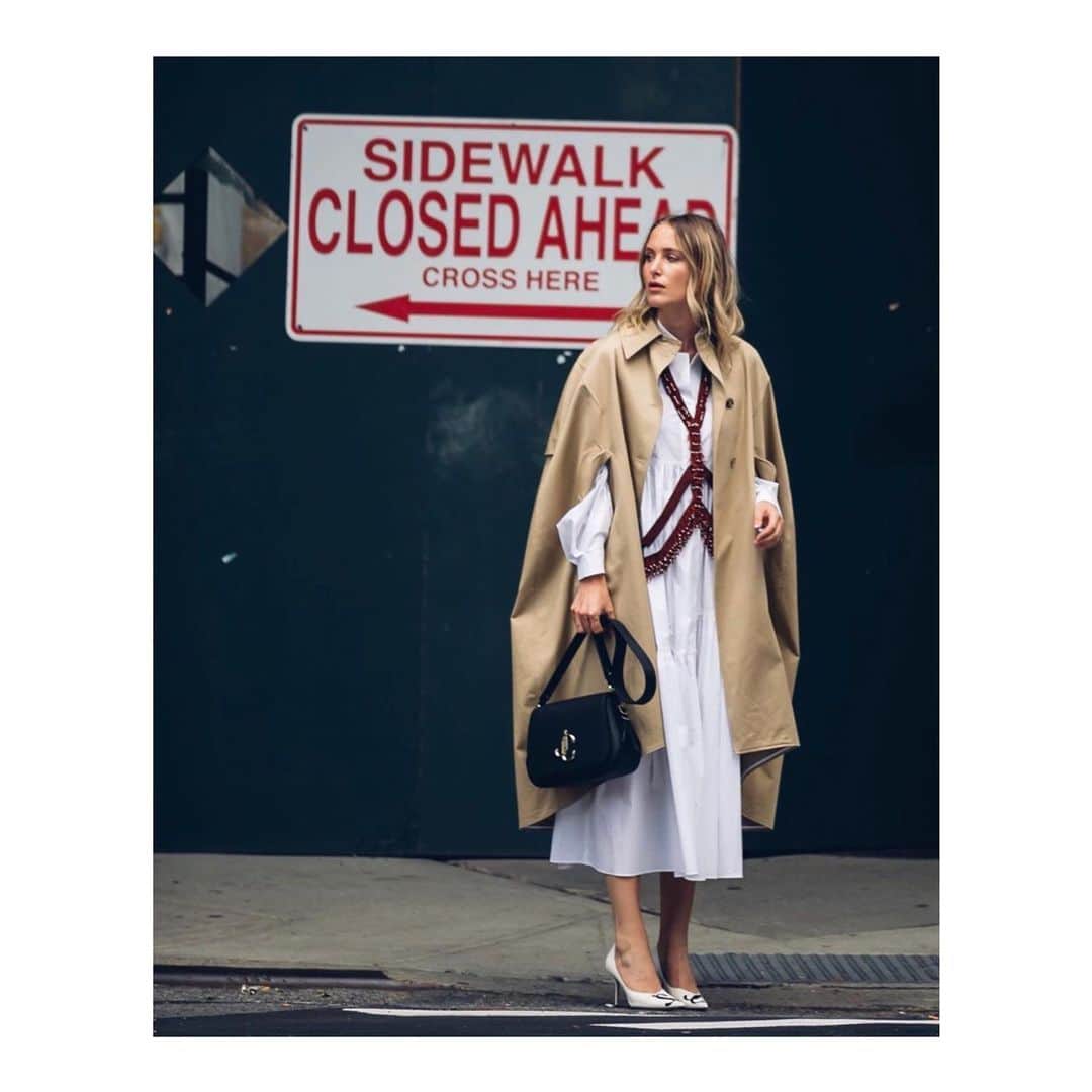 のインスタグラム：「✨Truly in love with @rebeccalaurey wearing our #dorotheeschumacher #ss20 Hand-Embroidered Harness & Poplin Power Cotton-Blend Midi Dress 👇🙌 Shop ‘til you drop @modaoperandi  #CATCHHERIFYOUCAN #streetstyle #inspiration #outfitoftheday #nyfw #nyc  #LOVE」