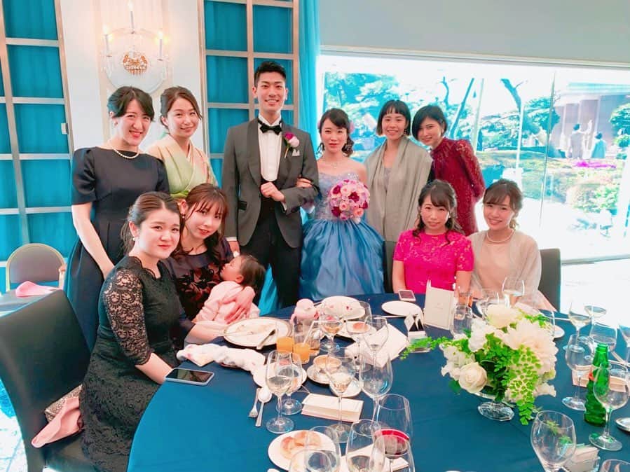 肥田佳菜子のインスタグラム：「今更だけど‥ないとーの結婚式👰🤵💕 そしてBaby showerと藤倫くんと初対面👶ほんとかわいかったな😂💕💕 #wedding #結婚式 #ホテルニューオータニ東京 #babyshower #ベビーシャワー #ふたば」
