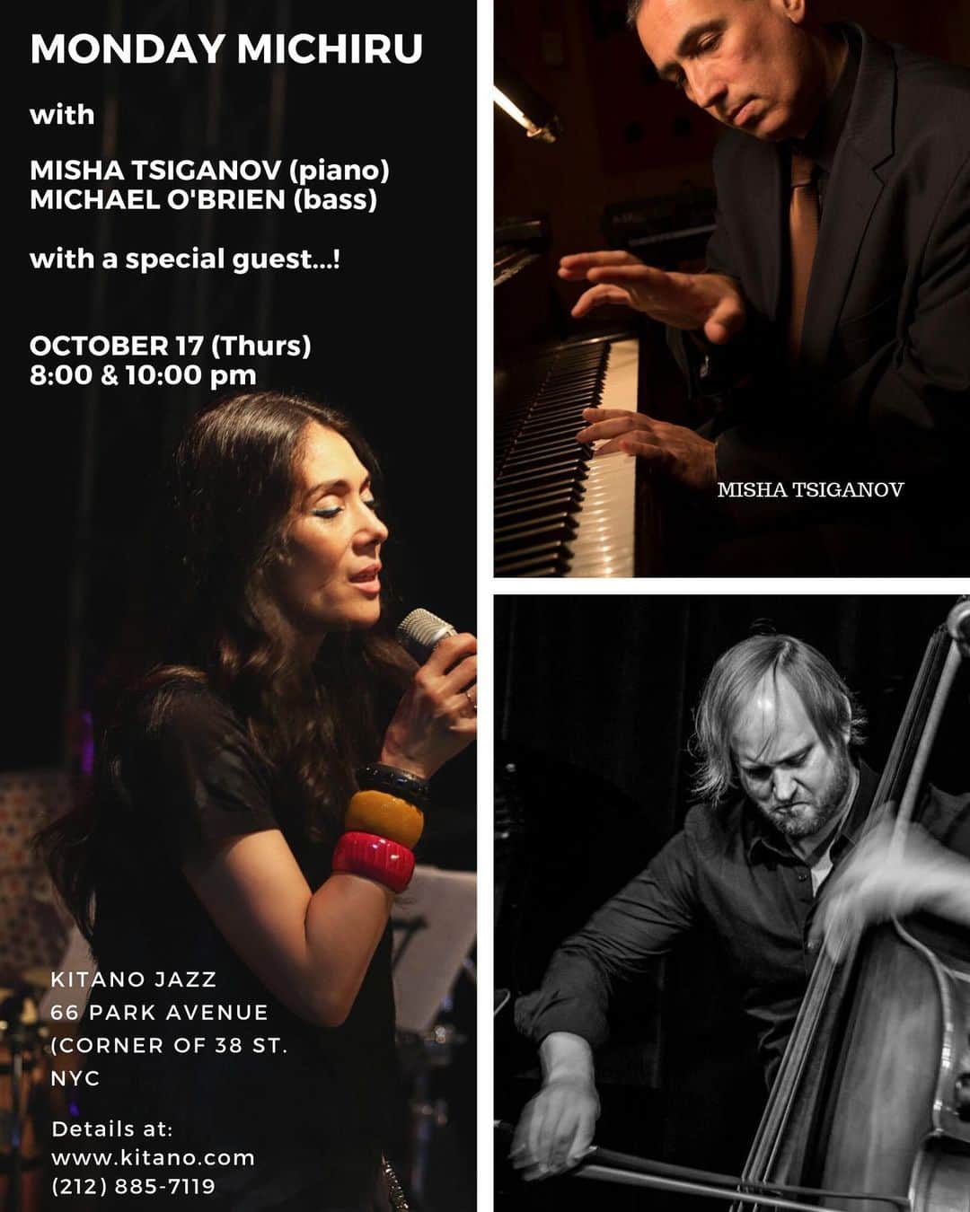 Monday満ちるさんのインスタグラム写真 - (Monday満ちるInstagram)「My annual performance at Kitano Jazz is coming up October 17th. Joining me at this intimate club is Misha Tsiganov @mishatsiganov and Michael O’Brien. Reservation link on my profile. Hope to see you there!」9月13日 23時42分 - mondaymichiru