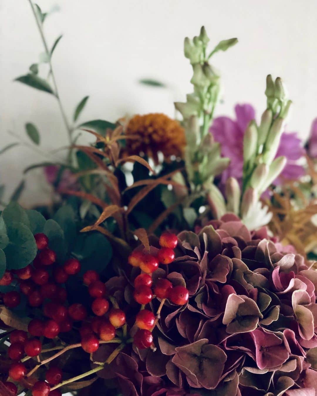 樹神さんのインスタグラム写真 - (樹神Instagram)「朝起きて、目が合ってとても嬉しかった。  小さな花々もそんな気持ちにさせてくれますが、花束の魅力ってほんとうに。  ありがとうございました。  #花束#ありがとうございました#ファンケル#秋のブーケ#曖昧カラー#潤う#flowers#bouquet#autumncolors#attractive」9月14日 10時27分 - kotamaofficial